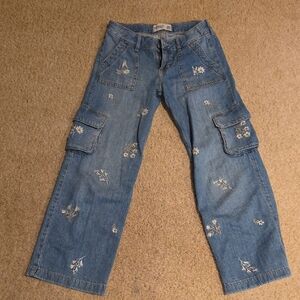 A&F Cargo Embroidered Girl's Jeans